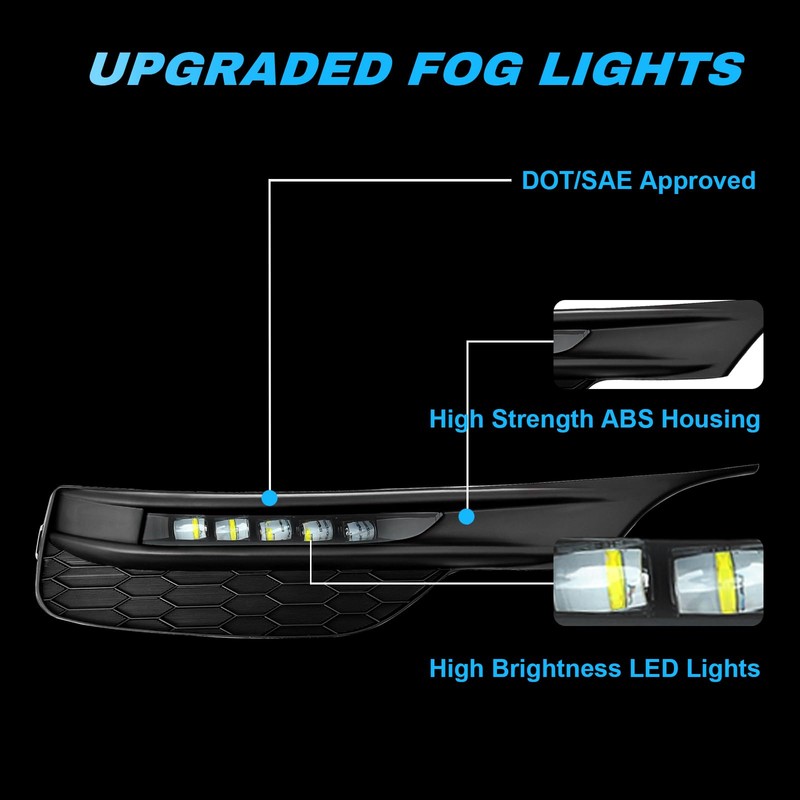 OKSIWA LED Fog Light for 2016 2017 Honda Accord Sedan