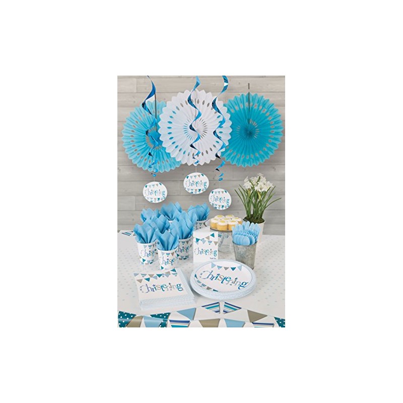 Blue Bunting Christening Paper Cups (9oz) Pack of 8 -