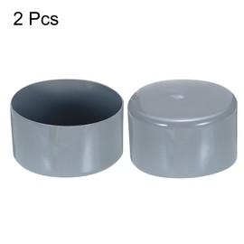 QUARKZMAN Pack of 2 Rubber Caps 80 mm ID Vinyl Round Tube Screw Cap Cover Screw Thread Protective Caps Grey