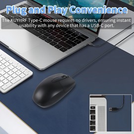 KUYHRF Type-C Wired Mouse - Plug and Play, High Precision, Compatible with Laptops, Smartphones & Tablets, Ideal for Office and Home Use