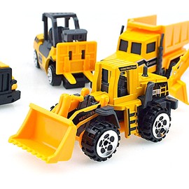 TradeWind Mini Car, Work Car, Construction Vehicle, Construction Site, Work Car, Model Car, Playing in the Sandbox, Car, Car, Toy, Excavator, Crane, Set of 6 (Yellow)