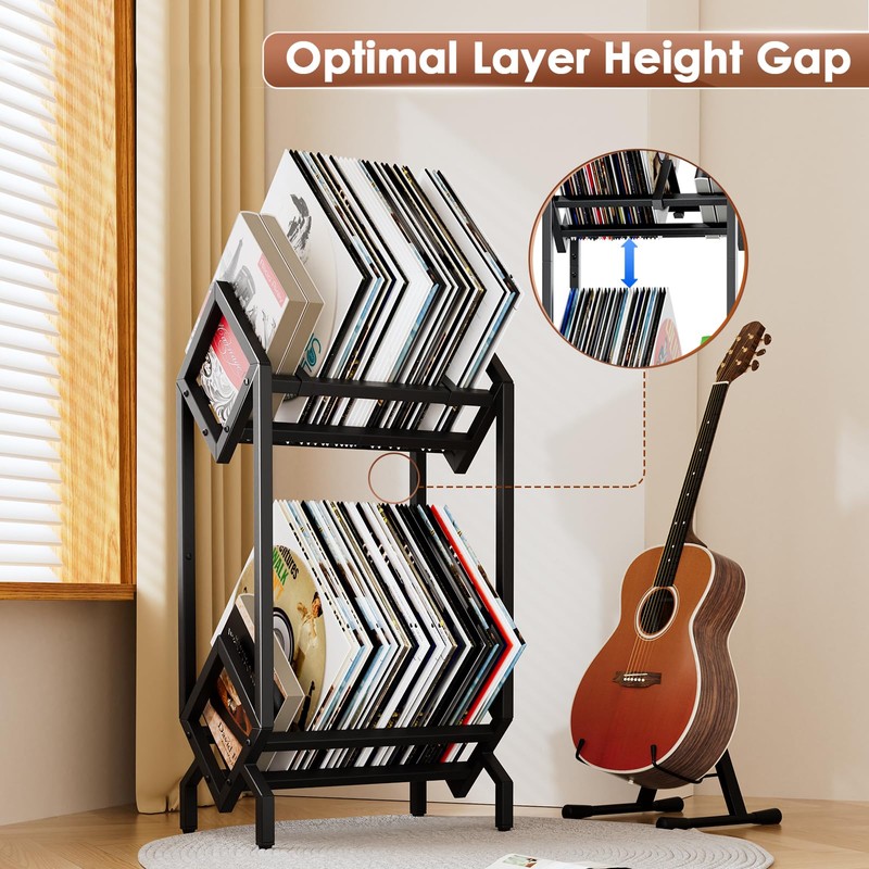 BOEASTER Vinyl Record Storage Rack, Record Holder 160-200 LP Storage