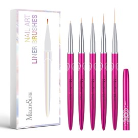 MelodySusie Nail Art Liner Brushes 5Pcs Professional Gel Polish Painting Art Design Pen Set for Thin Long Lines, Tiny Details, Fine Drawing, Delicate Coloring,Sizes 5/7/9/11/20mm