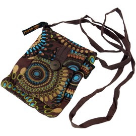 GURU SHOP Neck pouch, wallet, black, men/women, cotton, 17 x 13 x 1.5 cm, wallets, brown, Unit size, Casual