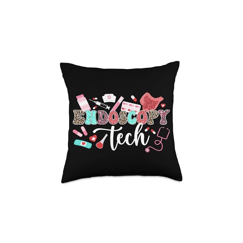 Endoscopy Tech Leopard Endo Tech Endoscopy Technician Throw Pillow