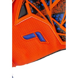 Reusch Attrakt Infinity NC Junior Goalkeeper Gloves for Children, Ideal for Artificial Grass, Orange/Blue/Black, 5