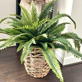 CQURE 48" Large Fake Fern Artificial Ferns for Outdoors,88 Branches Realistic Artificial Boston Ferns Leaves Bush Plant for Indoor Outdoor Garden Porch Decor(Lifelike,UV Resistant,No Maintenance)