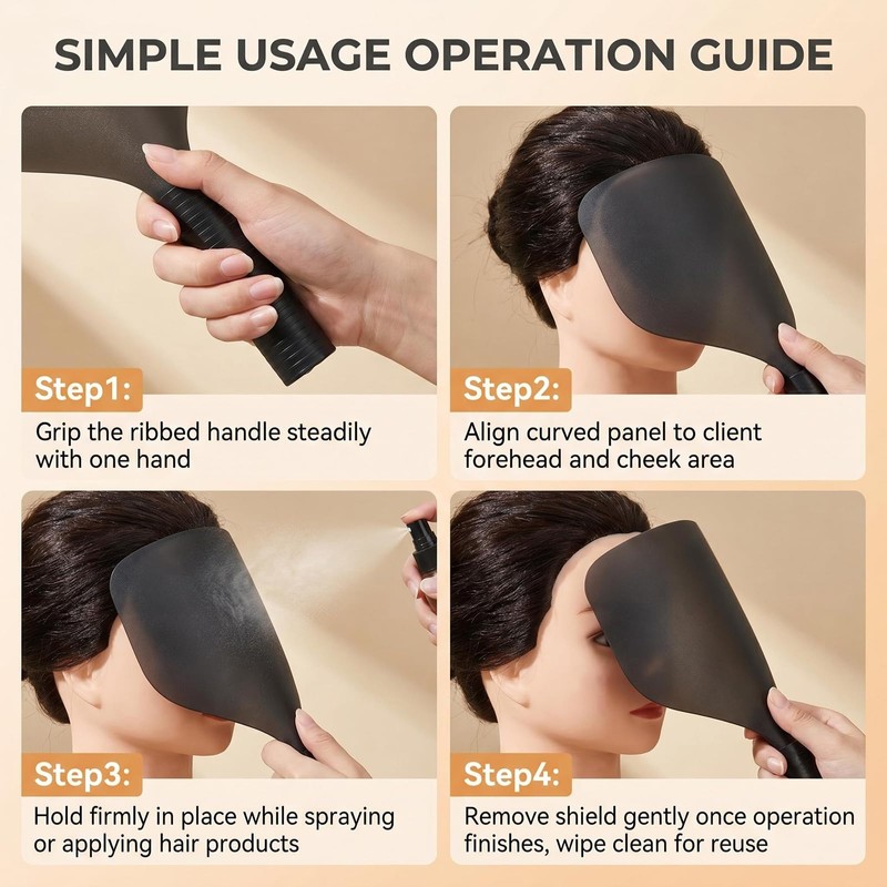 ASTRQLE Black Plastic Barber Salon Face Shield, Hand-Held Hairspray Shield,