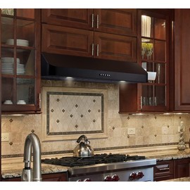 EVERKITCH Range Hood 30inch Under Cabinet in Black, 450CFM Kitchen Vent Hood with Permanent Stainless Steel Filters