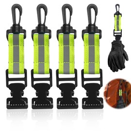 Carreuty Pack of 4 Glove Holders for Fire Brigade, Reflective Glove Holder Belt with Metal Single Clip Plastic Carabiners, Glove Clip for Hanging Gloves, Towel Masks