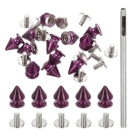PATIKIL 12mm Studs for Clothing, 12 Sets Spikes for Clothes Studs and Spikes Leather Rivets Metal Cone Punk Spikes Screw Posts with Hole Puncher for Leather Jacket Fabric, Rose Red