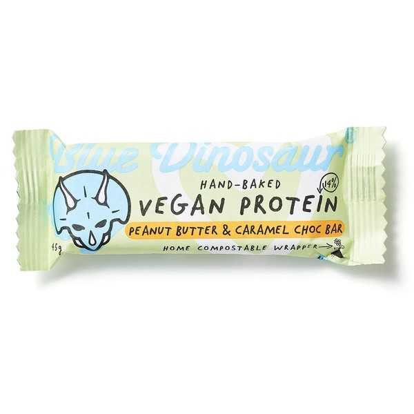 Blue Dinosaur Vegan Protein Bar Peanut Butter & Caramel Choc