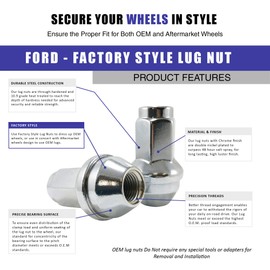 Wheel Accessories Parts Set of 24 14x2.0 Lug Nuts fits Ford, Lincoln Part # 4L3Z-1012-A 7L1Z-1012-A 611-288 Wheel Lug Nut (Chrome)