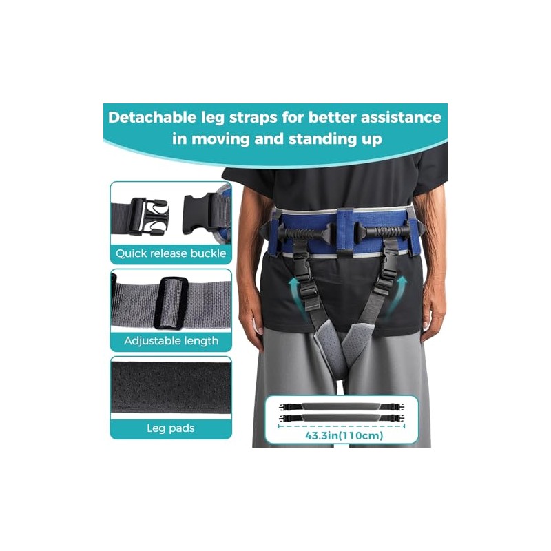 Gait Belt, Safety Gate Transfer Belt for Seniors with 7