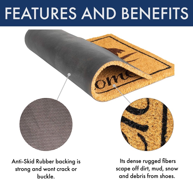 NoTrax, Owl, Vinyl-Backed Natural Coir Doormat, Entry Mat for Indoor