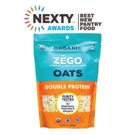 ZEGO Gluten Free Organic Raw Rolled Oats - Double Protein Old Fashioned Oatmeal - COOKING REQUIRED (14 oz)