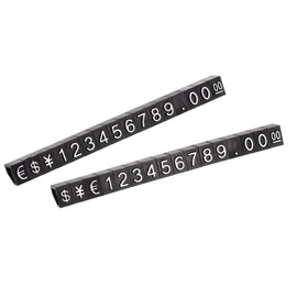 MECCANIXITY Adjustable Removable Mini Cube Price Tag Display Number Letter Price Label Stand Block Kit for Shop Counter Silver on Black,3.8x6.9mm,10 Sets
