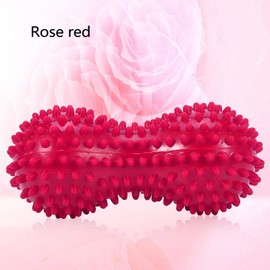 Agatige Double Peanut Massage Lacrosse Ball, Spiky Therapy Ball for Leg Back Shoulder Muscle Release Relief Deep Tissue Massage Yoga Ball(Rose Red)