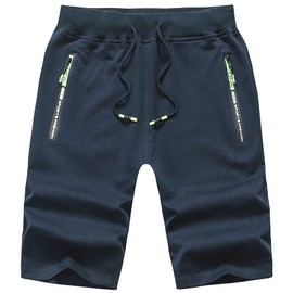 Chrisuno Men's Running Shorts Athletic Cycling Athletic Shorts Navy Blue 2XL