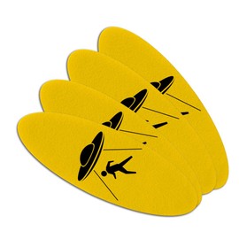 Alien Abduction Hazard Warning Sign Double-Sided Oval Nail File Emery Board Set 4 Pack