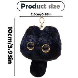MXHBSTP Fluffy Keyring, Pom Pom Keyring, for Plush Item Enthusiasts and Accessory Enthusiasts, Petite and Lifelike Keychain Accessories, Black Handmade Blusher Cat Ornament