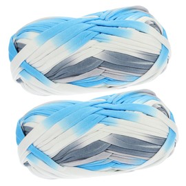 jojofuny 2 Rolls Multi Functional Thick Yarn of Convenient Braided String for DIY Crafts Sewing and Knitting Projects for Home Decor Carpets and More Blue White Grey Color