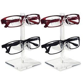 Mooca 2 Pieces Set Acrylic Eyeglasses Frame Riser Display Stand Sunglasses Rack Sunglasses Rack Holder Acrylic Eyewear Display (3 Frames for Each Holder)