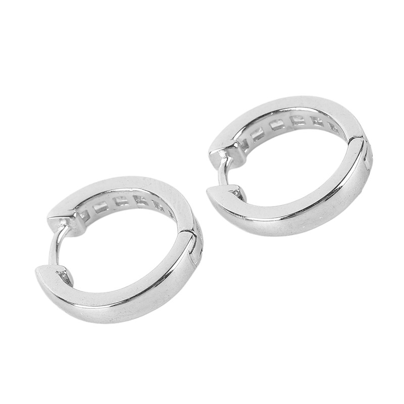 S925 Sterling Silver Ear Hoop Clip Rhinestone Style Clip Hoop