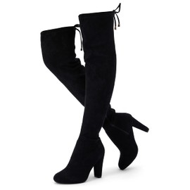 Vepose Women's 994 Fashion Suede 3.50 Inch Chunky Heel Over The Knee High Boots,Black,Size 9M US-with Zipper(CJY994 Black 09)