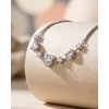 Silver Adjustable Cubic Zirconia Heart Bracelet for Women, Dainty Stackable