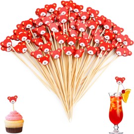 Bekeify Cocktail Stick Pack of 200 Wooden Cocktail Picks Mixed Colours 12 cm Natural Wood Skewers Cocktail Sticks Finger Food Skewers Toothpicks for Sandwiches Drinks Summer Luau Party Accessories Decorations