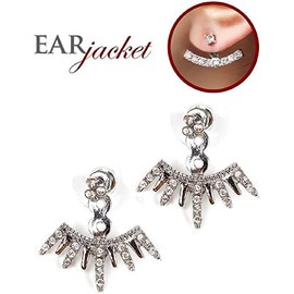 G12 Crystal Stud EARRINGS Ear Jacket Silver Tone Icicle NEW