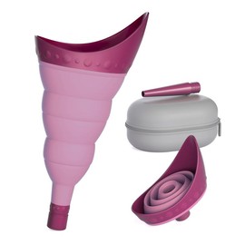 TRIPTIPS Pee Conch Foldable Female Urinal Device Portable Urinal for Women Pee Funnel for Women Travel, Pee Cup for Women Stand to Pee Womens Urinal Funnel with Tube Case Outdoor Long Trip - Colour: D-Purple