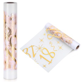 Hejo 18th Birthday Table Runner, 28cmX10m Gold Transparent Mesh Table Decorations, 18 Years Old Party Table Decor, Breathable and Soft Table Cover for Flower Packaging, Birthday Parties, Banquet