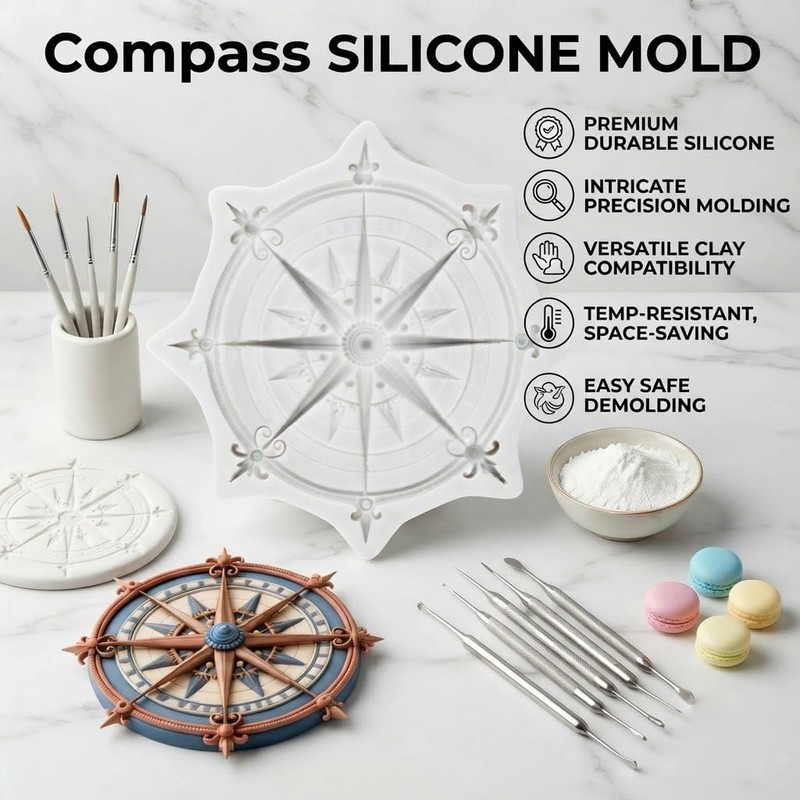 Compass Polymer Clay Molds Nautical Compass Silicone Mold