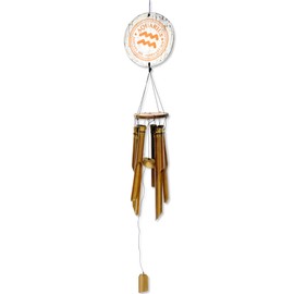 Zodiac Aquarius Bamboo Wind Chime - 41" Indoor Outdoor Hanging Home Décor