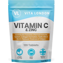Vitamin C & Zinc 1200mcg | 120 High Strength Vegan Tablets (Not Capsule or Powder) | Made in UK | for Normal Immune System | Supplement for Men & Woman