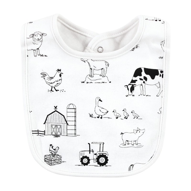 Hudson Baby Unisex Baby Cotton Bibs, Neutral Farm, One Size