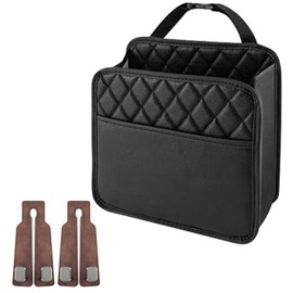 WORUIB 3-Piece Set Car Seat Organiser, Durable Leather Back Seat Storage Bag with 2 Hooks, Universal Fit for All Cars, 25x8x25cm Waterproof Car Storage Organiser for Travel and Daily Commute