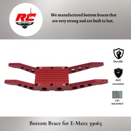 RC Raven RC Car Aluminum Parts and Accessories for E-Maxx 3906 Original Red Anodized Aluminum Bottom Chassis Braces Including Center Skid Plate- RC Car Upgrade Parts