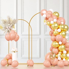 5 FT Arch Backdrop Stand, Metal Backdrop Arch Stand, Decoration Balloon Arch Stand, Gold Wedding Arch Stand for Party Backdrop