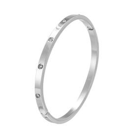 CCAIPU Bracelet for Women, 18K Gold Plated Crystal Bangle Cubic Zirconia Titanium Steel 4MM Bracelet Jewellery Gifts for Ladies Girls (A-Silver)