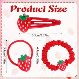 5PCS Strawberry Hair Clips,Strawberry Hair Accessories,Mini Fruit Hairs Claw Clips & Hairs Tie For Girls,Red Metal Snap Fruit Clip, Cute Strawberries Accessories for Women