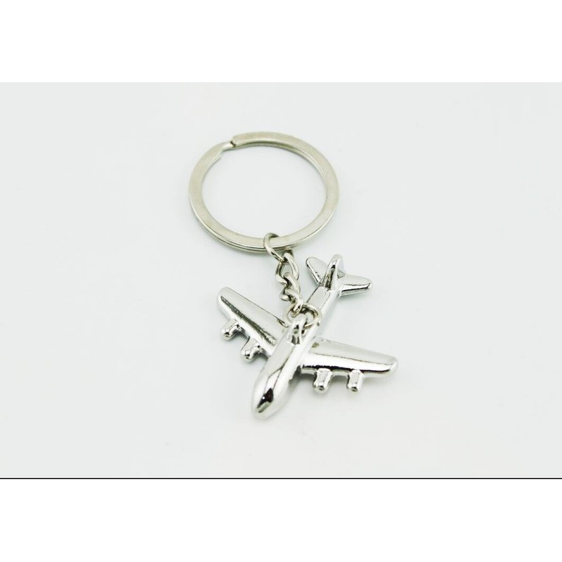 naissant 世界をめぐる！ 飛行機 ＆ 地球 デザイン キーホルダー ２個 セット 金属製