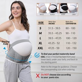 Neotech Care Pregnancy Belly Band, Maternity Belt Support for Back, Abdomen & Pelvis | Pregnancy Must Have for Pregnant Women (Size S, Grey Color)