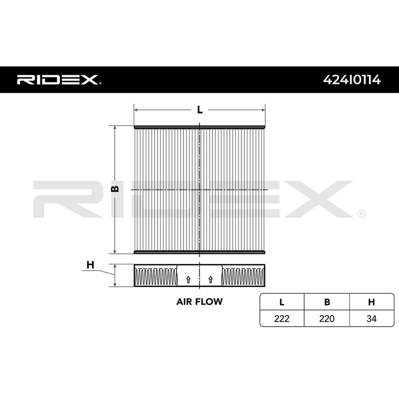 Ridex 424I0114 Cabin Air Filter Dust Filter, Pollen Filter, Microfilter