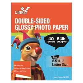 Uinkit Double Sided Photo Paper Glossy 40 sheets 8.5x11 54lbs Inkjet for Dye Ink 200Gsm Picture 8.5 x 11 9.5Mil for Inkjet Printing Printer