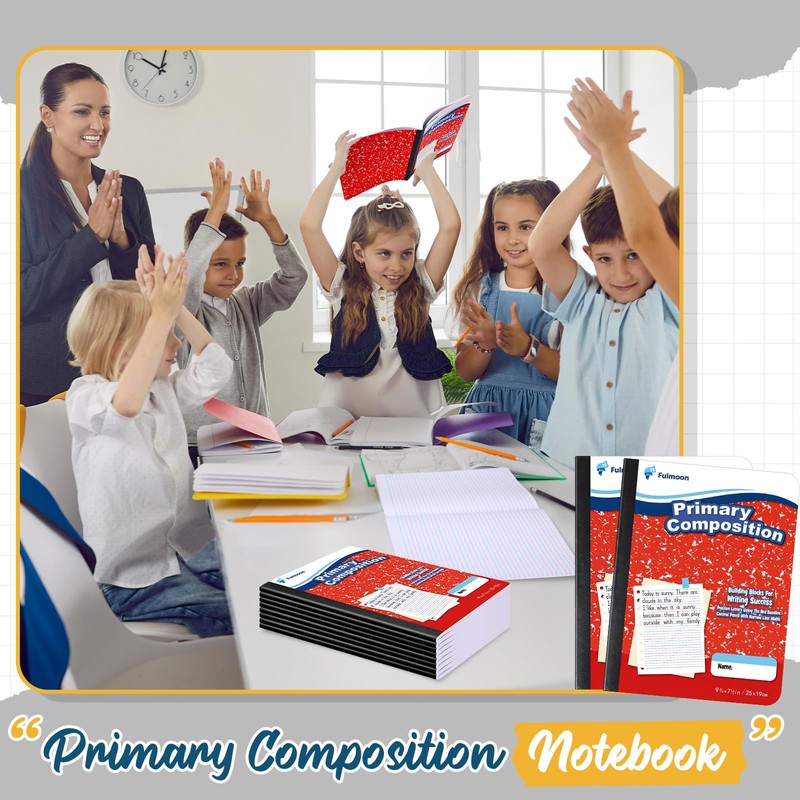 24 Pack Primary Composition Notebook,Grade K-2 Journal Wide 3 Line