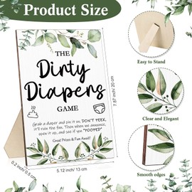 Roowest 51 Pcs Dirty Diaper Baby Shower Games Funny Wooden Dirty Diaper Game Sign with 50 Pcs Mini Diapers Cute Felt Diaper for Gender Reveal Party Baby Shower Game(Greenery Pink)