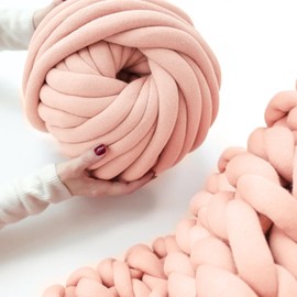 Arm Knitting Yarn for Chunky Yarn Giant Tubular Crochet Making Blanket DIY,Hand Knitting Braided Knot Throw Washable Tube Bulky for Weave Craft Crochet (Shell Pink, 2.2lb)